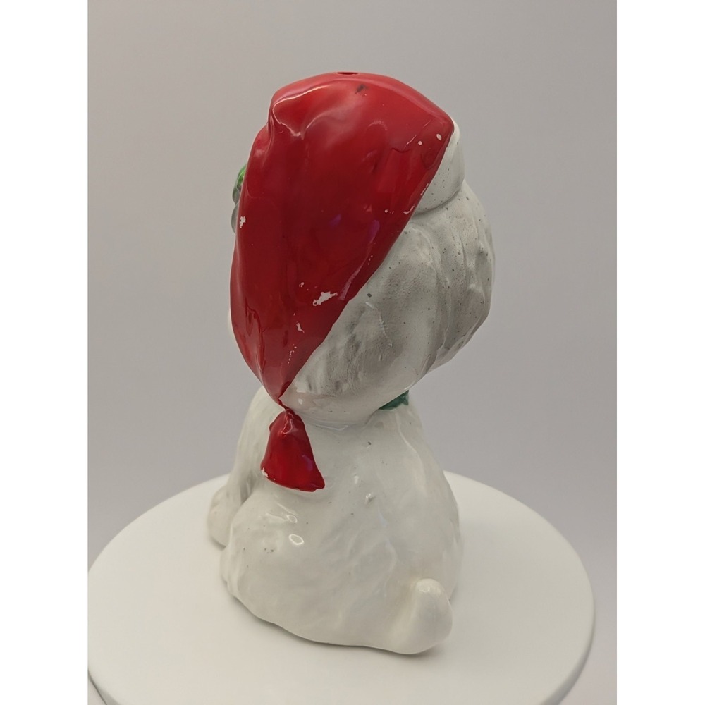 Vintage Christmas White Dogs Salt And Pepper Shakers X-488 Santa Hat. Japan - Picture 3 of 16